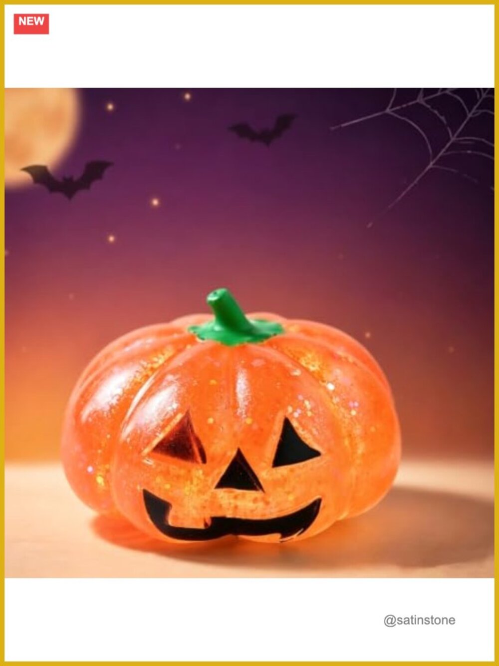 Halloween Pumpkin Squishy Stress Ball Slow Rise Foam Fidget Toy Glitter Ghost